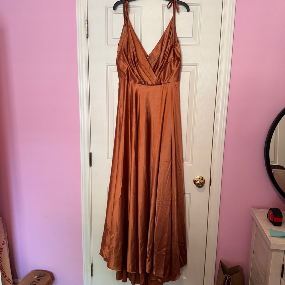 Bella And Bloom Rust Satin Dress